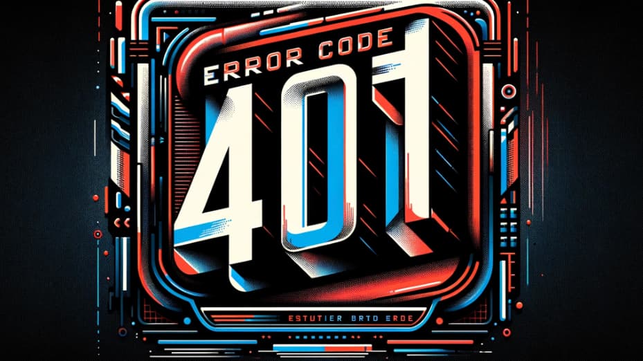 Error Code 401, featuring a large, digital, futuristic font