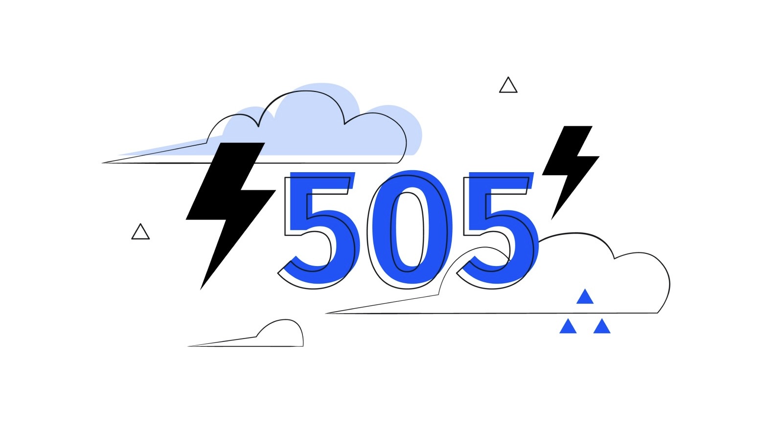 Error 505 with drawn lightning and clouds