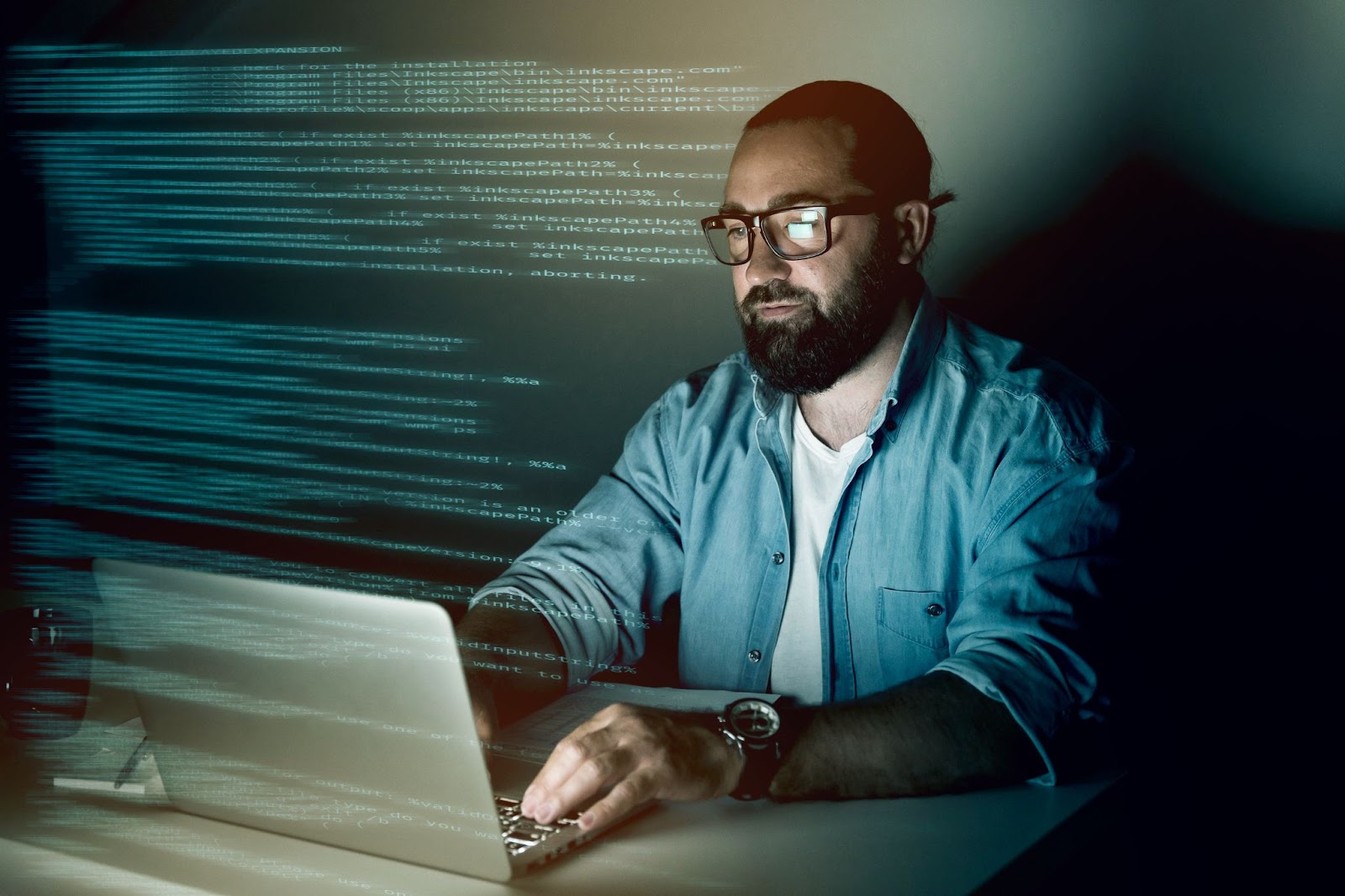 Man working on laptop