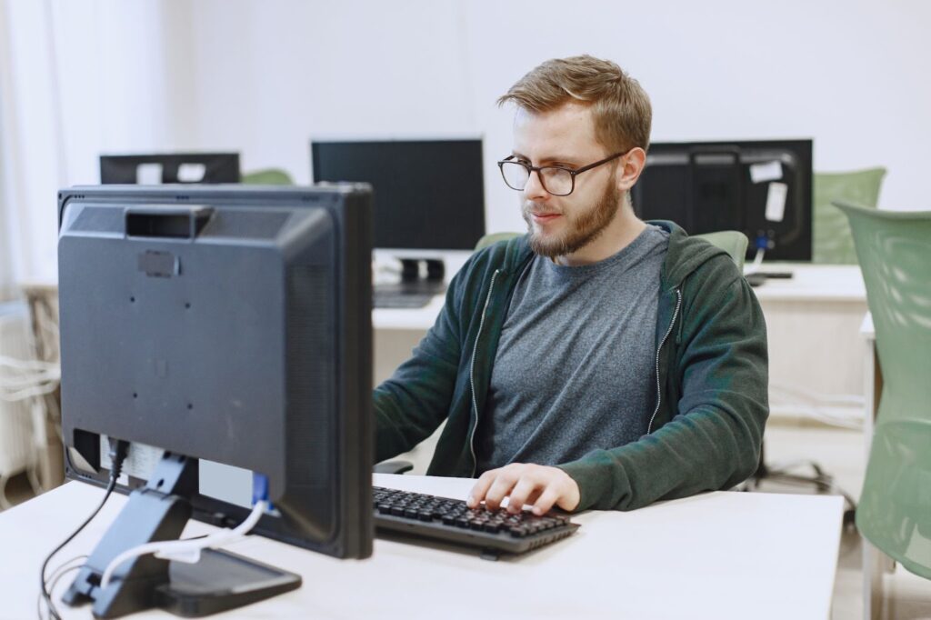 Man working on computer in the office