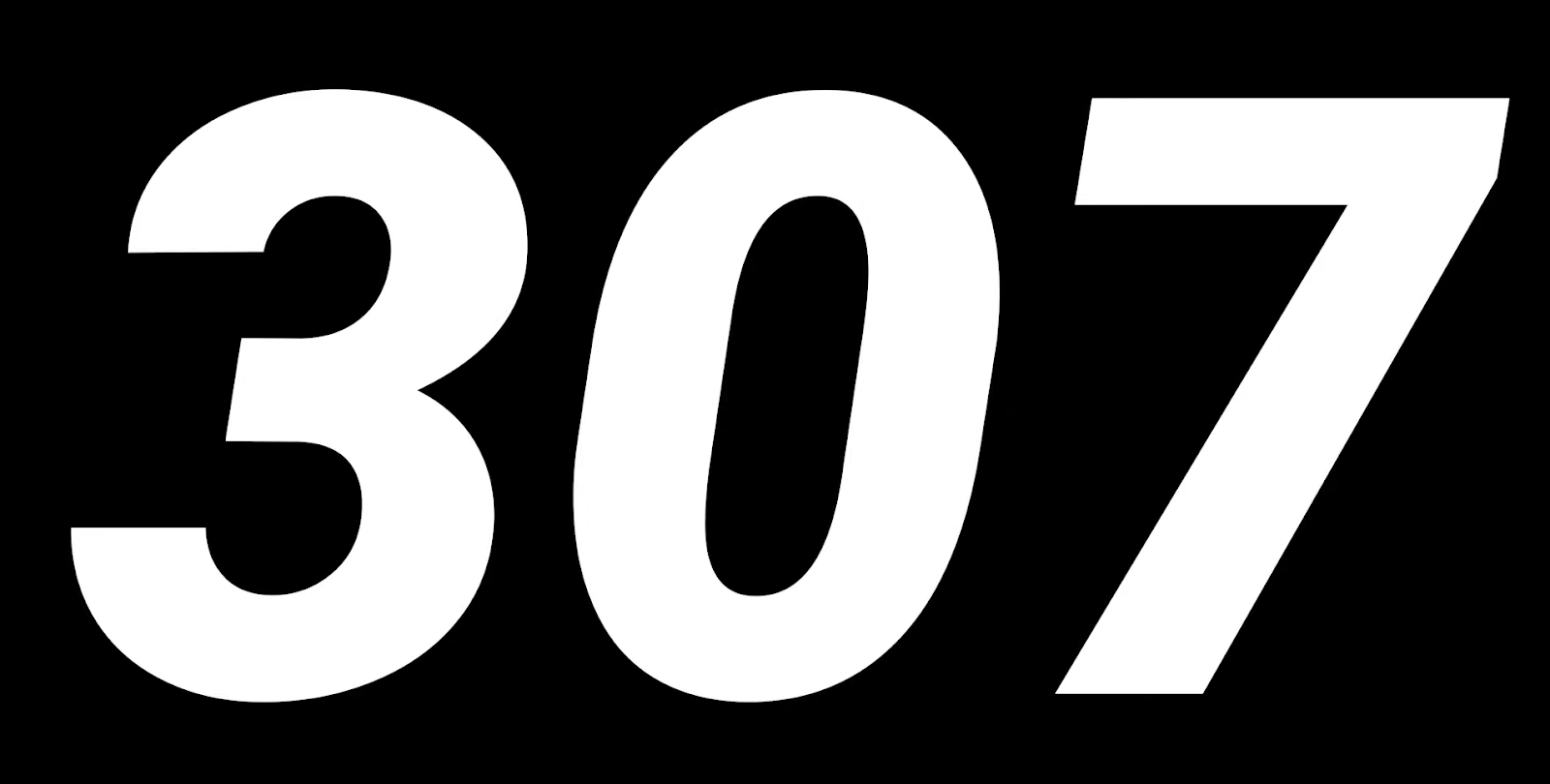 Black text "307" on a white background